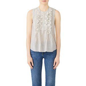 Rebecca Taylor Ruffled Eyelet Stripe Top